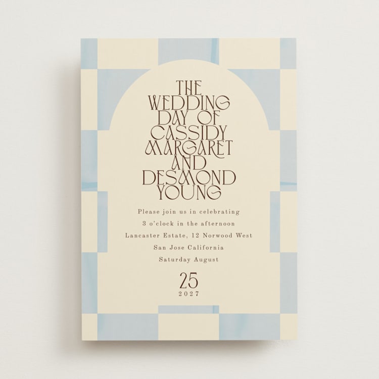 "Checker Wash" - Wedding Invitations in Ivory by Baumbirdy - Front