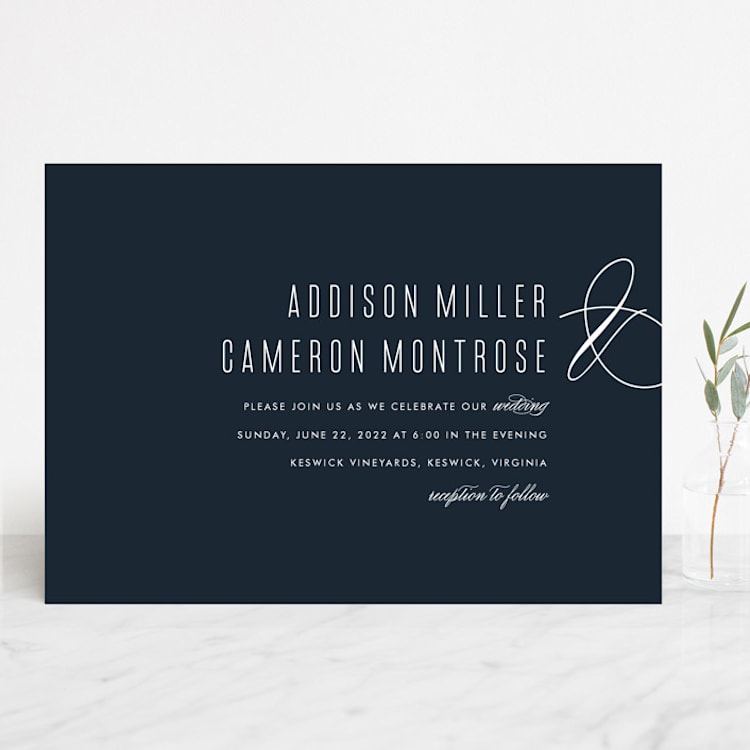 "Swoop" - Wedding Invitations in Midnight by Jen Banks - Front