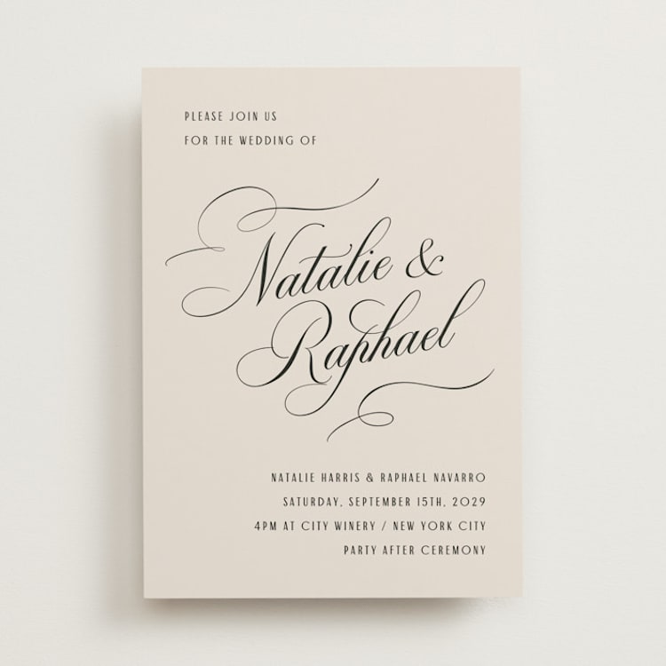 "Scripted Names" - Wedding Invitations in Black Tie by Hooray Creative - Front