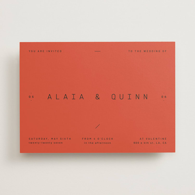 "Alaia" - Wedding Invitations in Verona Sunset by Blustery August - Front