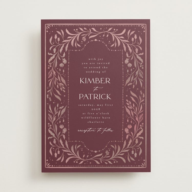 "Porcelain" - Wedding Invitations in Bordeaux by Ashley DeMeyere - Front