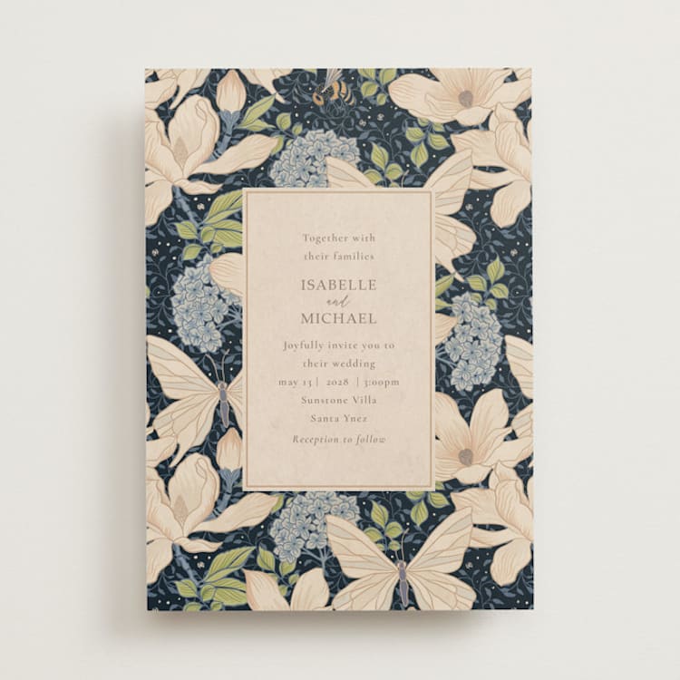 "Magnolias" - Wedding Invitations in Sky by Sabrin Deirani - Front