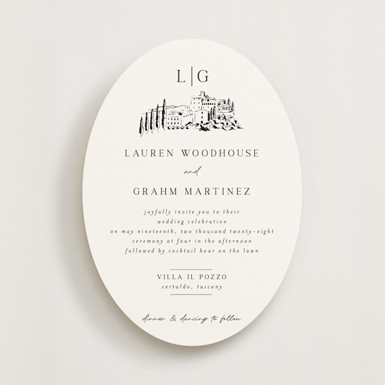 "Countryside Villa" - Wedding Invitations in Noir by Shiny Penny Studio - Front