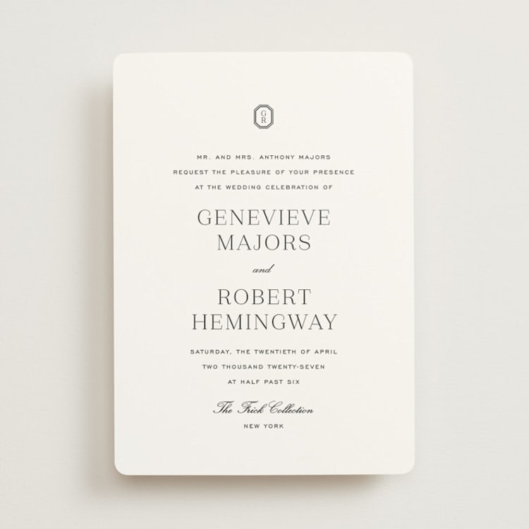 "Upper East" - Wedding Invitations in Charcoal by Megan Davis - Front