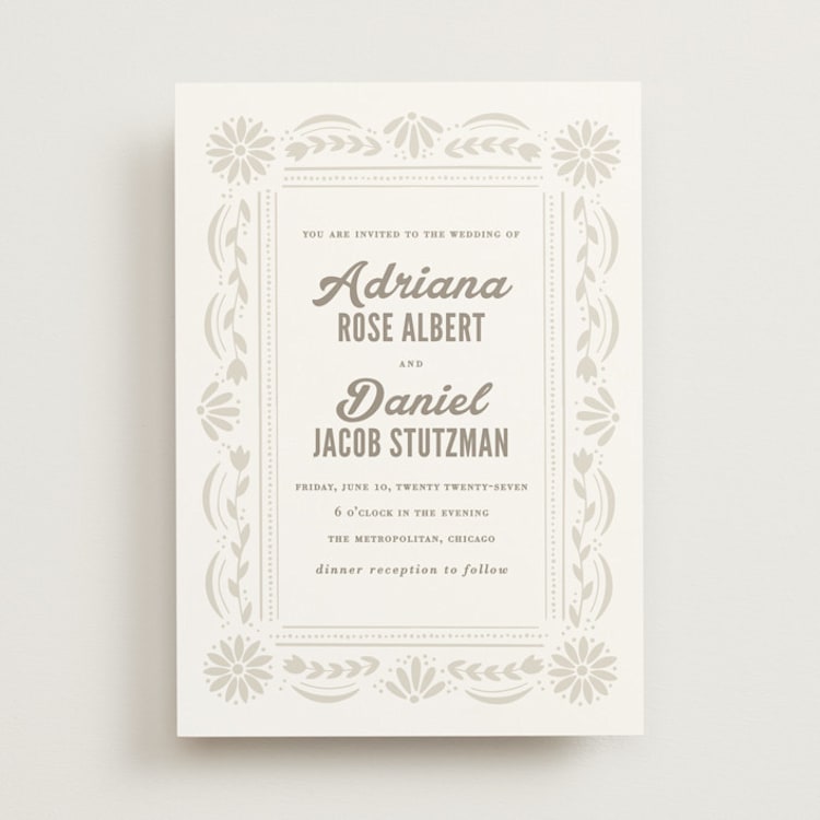 "Pretty Picado" - Wedding Invitations in Seashell by Jessie Steury - Front