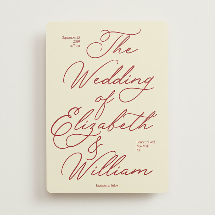 "Elizabeth" - Wedding Invitations in Burgundy by Helena Vitto - Front