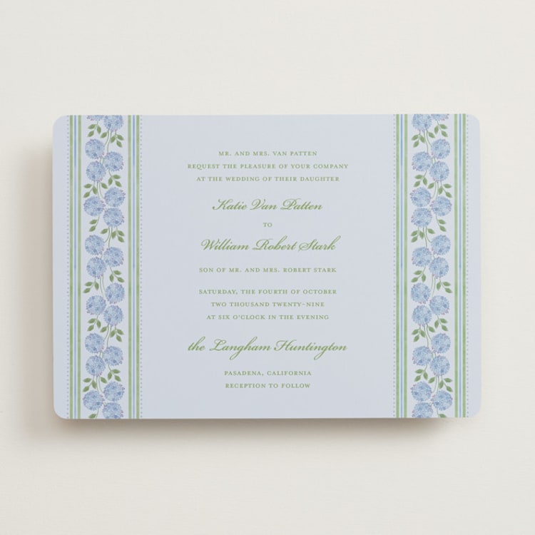 "Hydrangea Vines" - Wedding Invitations in Coastal by Madhvi Samimi - Front