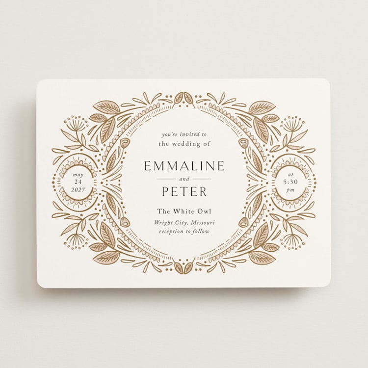 "Charmed" - Wedding Invitations in Honey by Jen Owens - Front