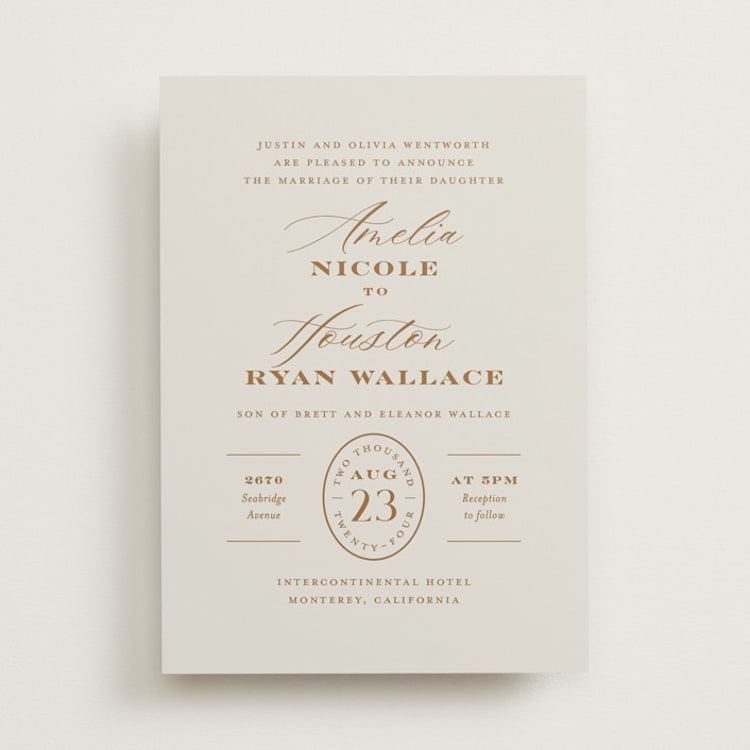 "Date Stamp" - Wedding Invitations in Wool by Jill Means - Front