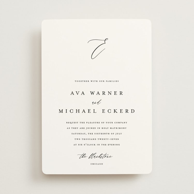 "Delicate" - Wedding Invitations in Obsidian by Jennifer Postorino - Front