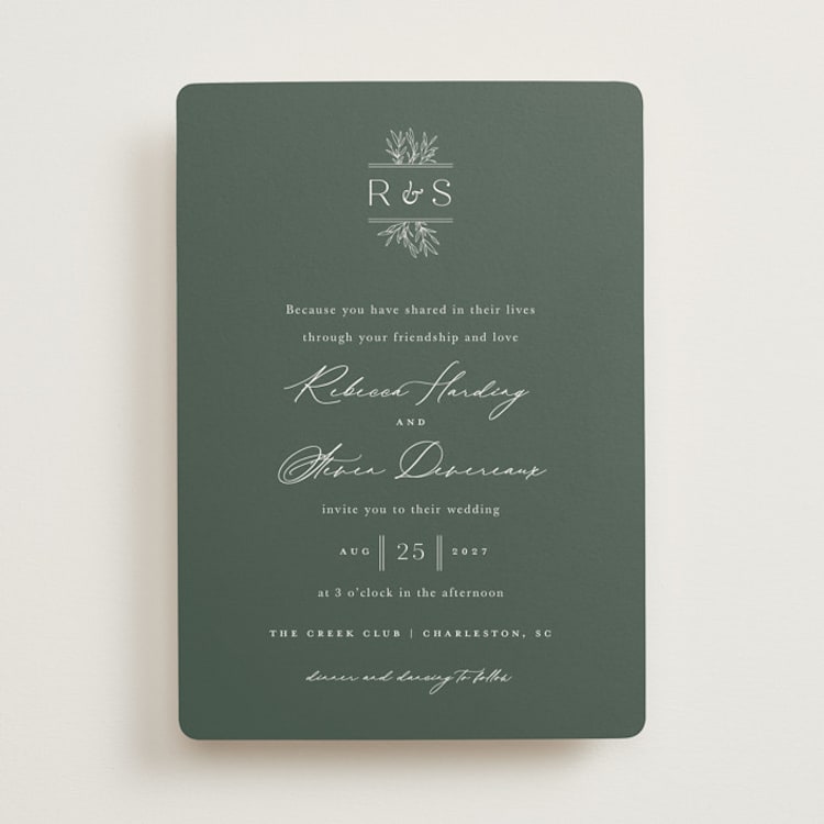 "Branchlet" - Wedding Invitations in Hunter by Sarah Brown - Front
