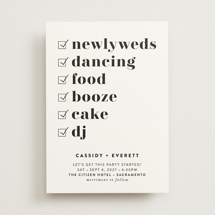 "Key Ingredients" - Wedding Invitations in Cotton by Christie Garcia - Front