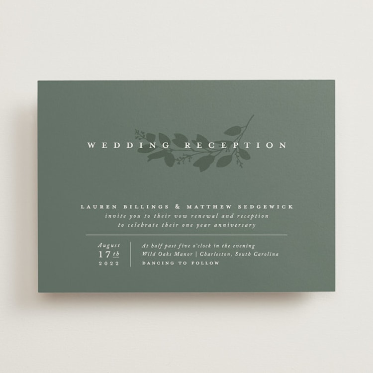 "Falling Branch" - Wedding Invitations in Eucalyptus by Amy Kross - Front