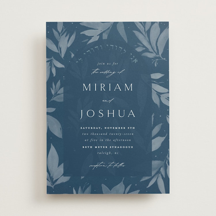 "Linen" - Wedding Invitations in Midnight by Ashley Rosenbaum - Front