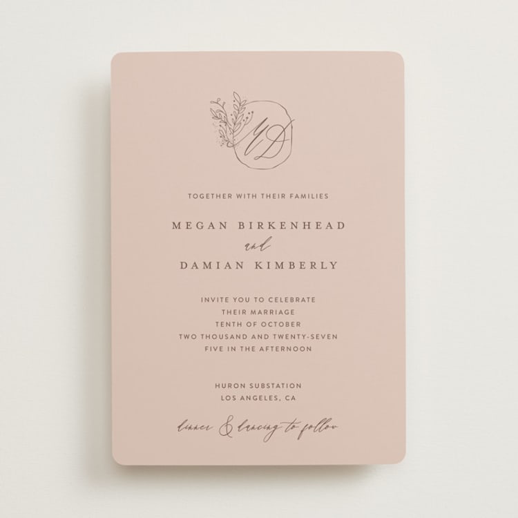 "Delicate monogram" - Wedding Invitations in Blush by Lucrecia Caporale - Front