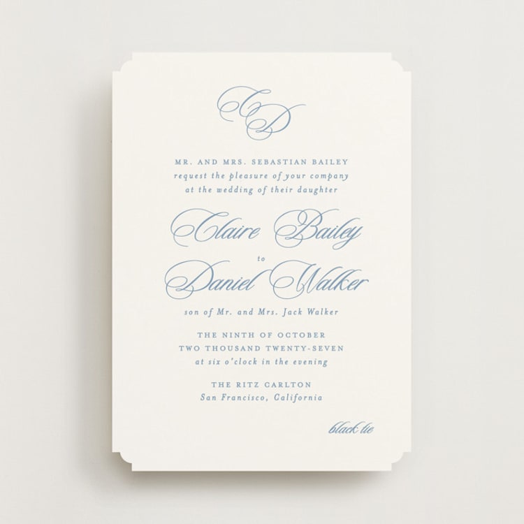 "Aristocratic" - Wedding Invitations in Sky by Creo Study - Front