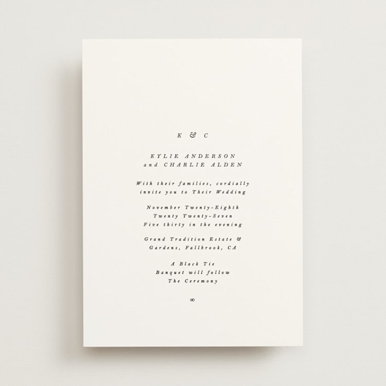 "traditional love story" - Wedding Invitations in Black Tie by Phrosné Barwood - Front