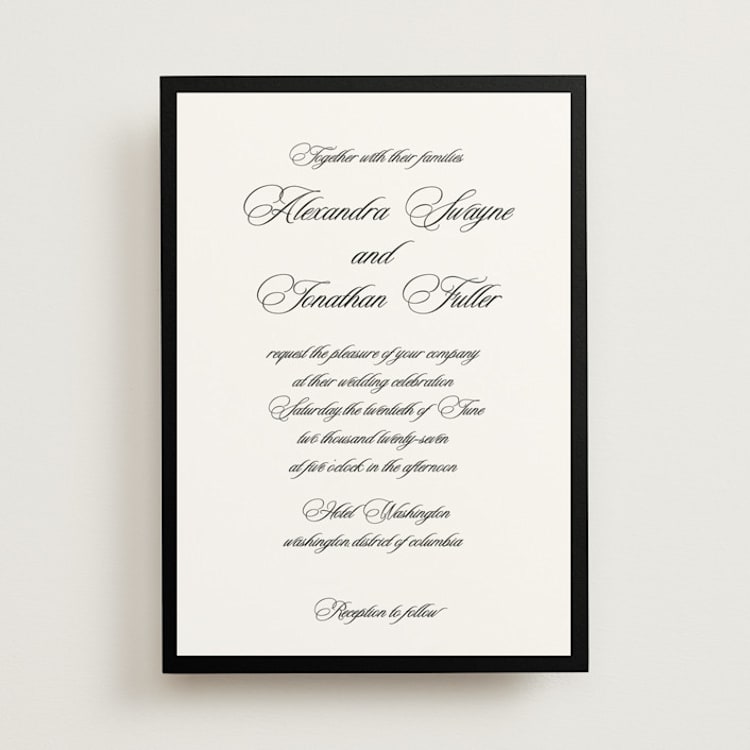 "Black Tie" - Wedding Invitations in Ink by That Girl Press - Front