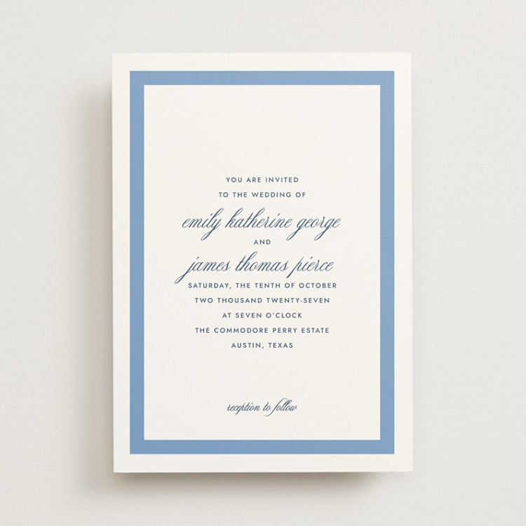 "Montauk" - Wedding Invitations in Blue Bell by Megan Davis - Front