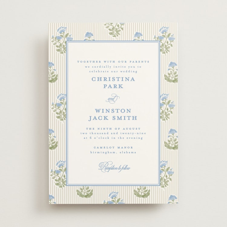 "Patterned florals" - Wedding Invitations in Powder by Creo Study - Front