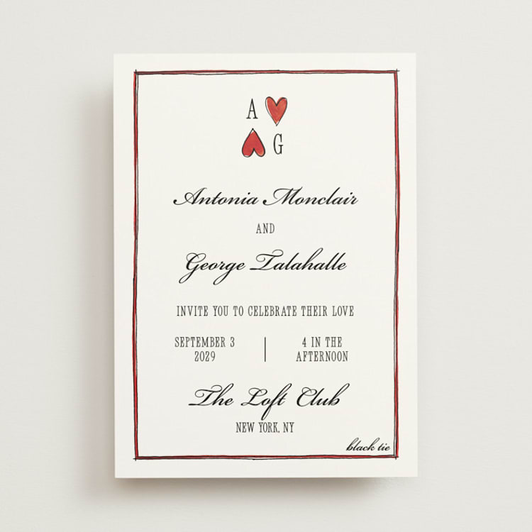 "Two Hearts" - Wedding Invitations in Lily by Pati Cascino - Front