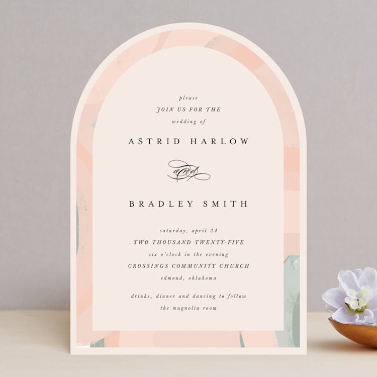 "Marbled Arch" - Wedding Invitations in Peach by Anna Elder - Front