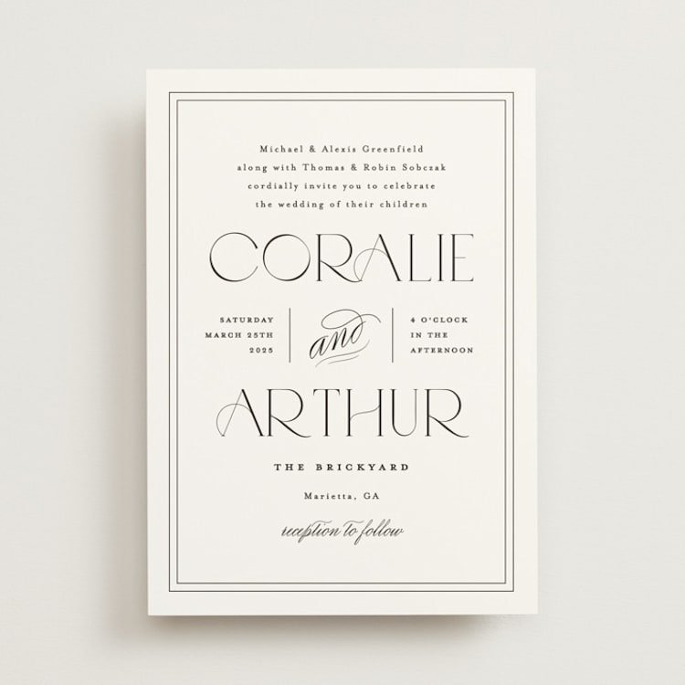 "Arcadia" - Wedding Invitations in Noir by Olivia Raufman - Front