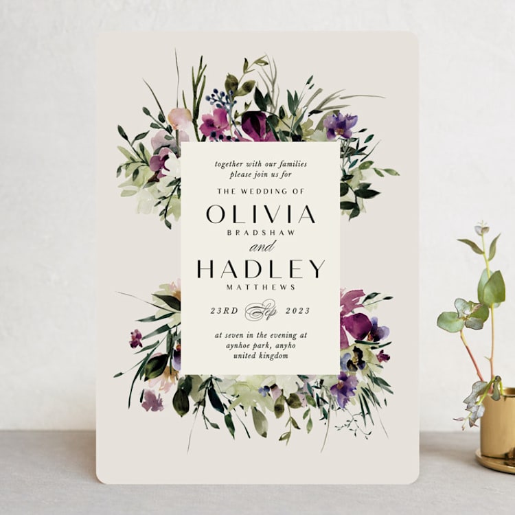 "Floral Love" - Wedding Invitations in Lilac by Lori Wemple - Front