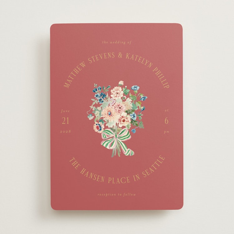"Ruban en Fleur" - Wedding Invitations in Rose by Itsy Belle Studio - Front
