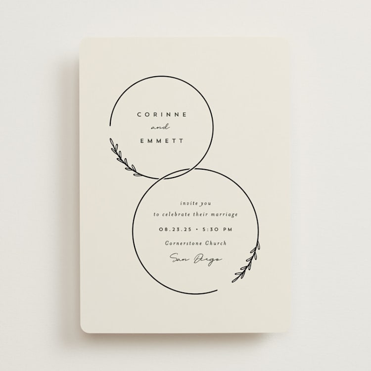 "Connect" - Wedding Invitations in Almond by Brianne Larsen - Front