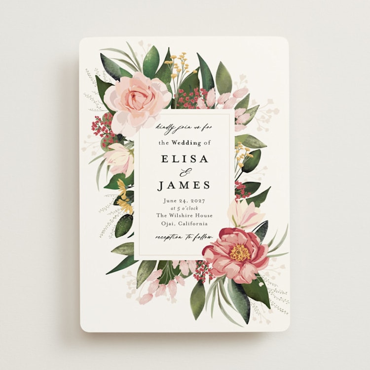 "Blossom" - Wedding Invitations in Blush by Susan Moyal - Front