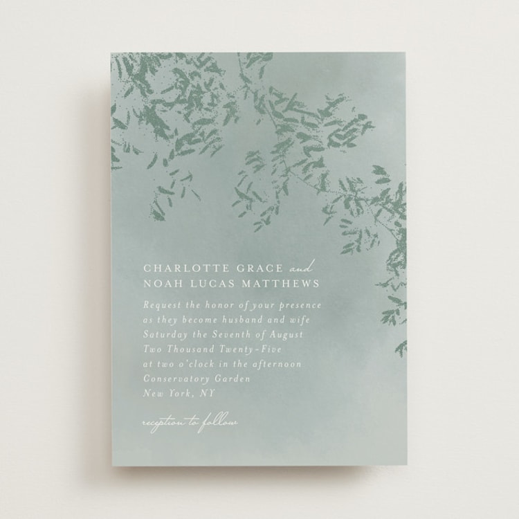 "Cascading Vine" - Wedding Invitations in Mist by Design Lotus - Front