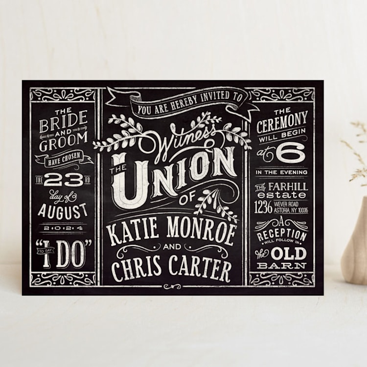 "Slated Forever" - Wedding Invitations in Chalkboard by GeekInk Design - Front