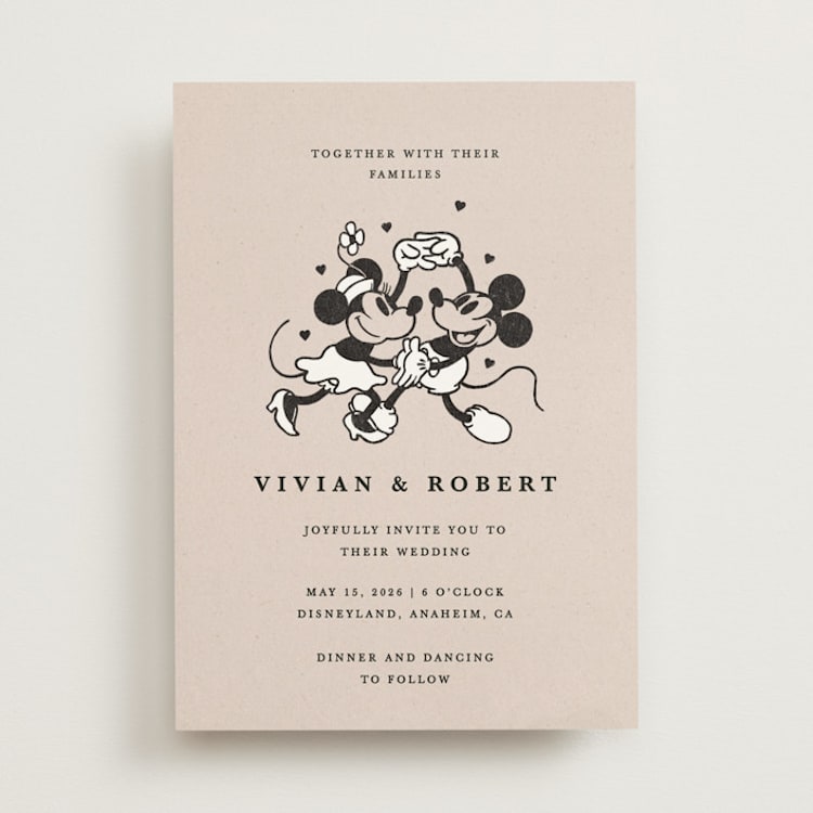 "Disney's Retro Mickey Mouse and Minnie Mouse" - Wedding Invitations in Retro by Sumak Studio - Front