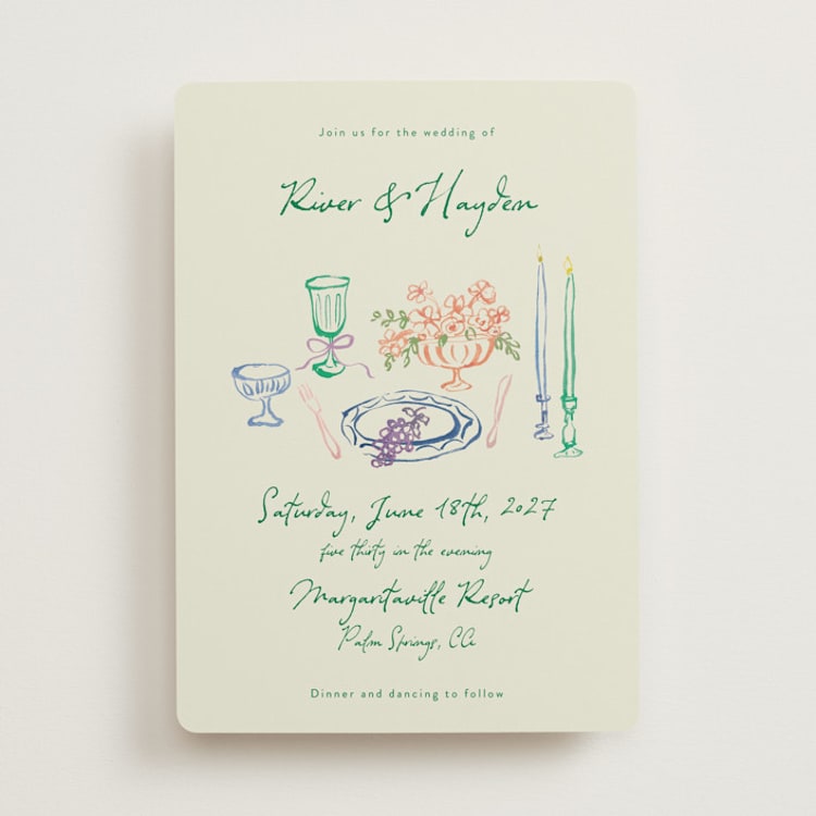 "tablescape drawing" - Wedding Invitations in Garden by Cass Loh - Front