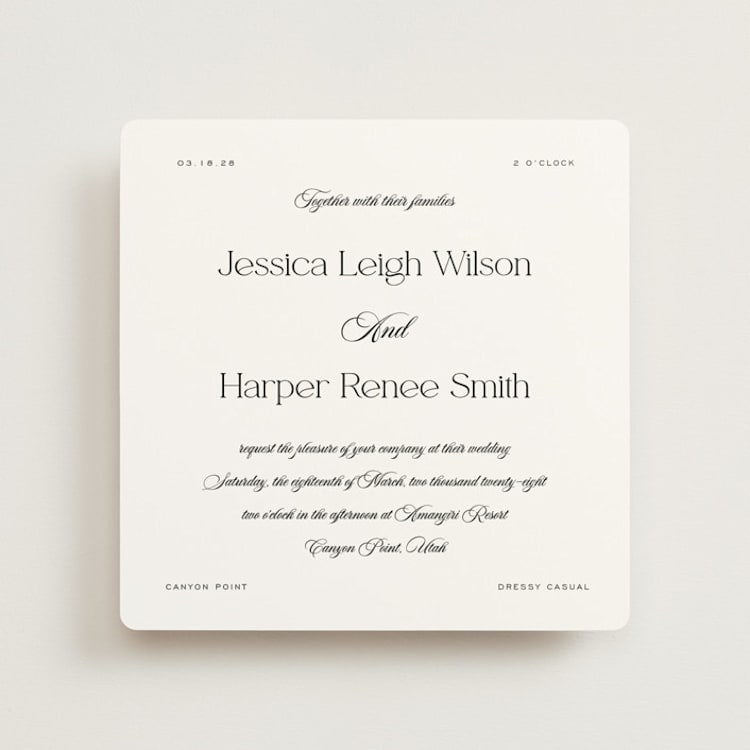 "Modern Romance" - Wedding Invitations in Obsidian by Jennifer Postorino - Front