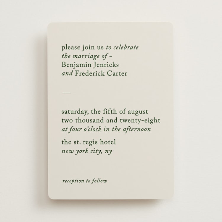 "Editorial" - Wedding Invitations in Forest by Bethan - Front