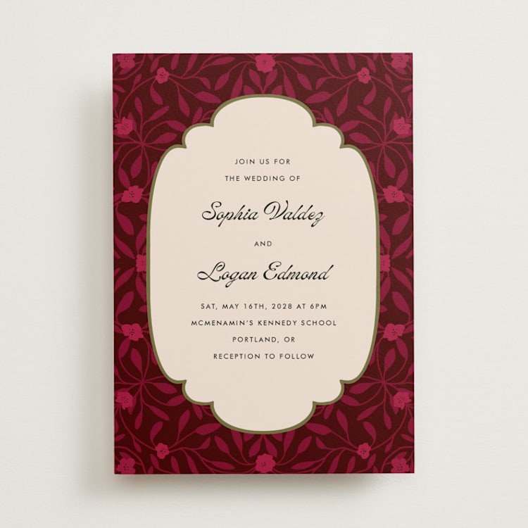 "Victorian Chic" - Wedding Invitations in Garnet by Morgan Kendall - Front