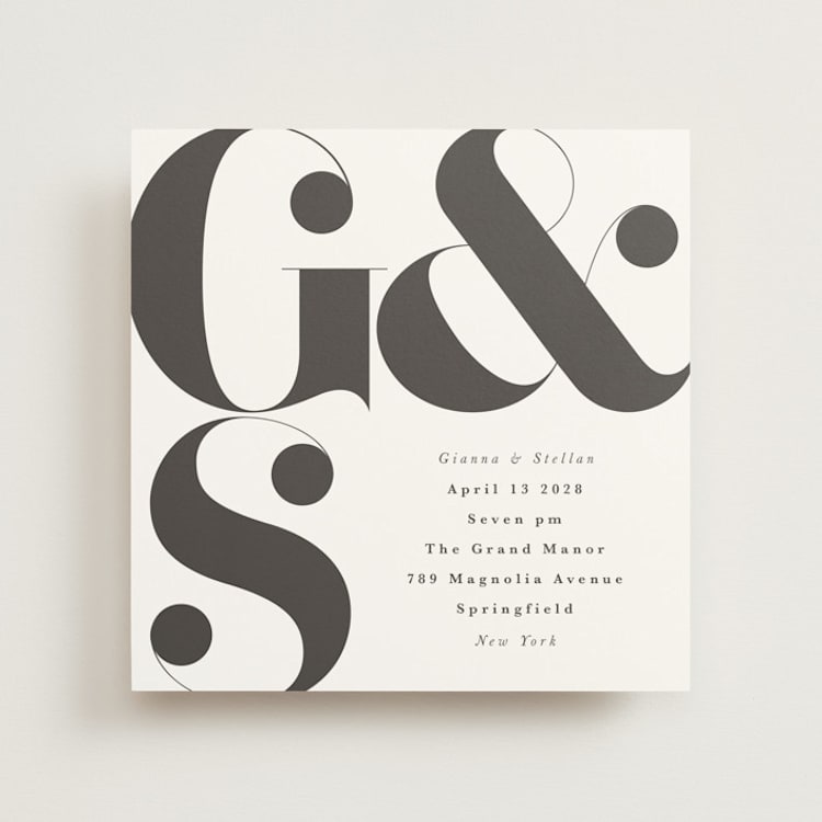 "monogram square" - Wedding Invitations in Charcoal by Lori Wemple - Front