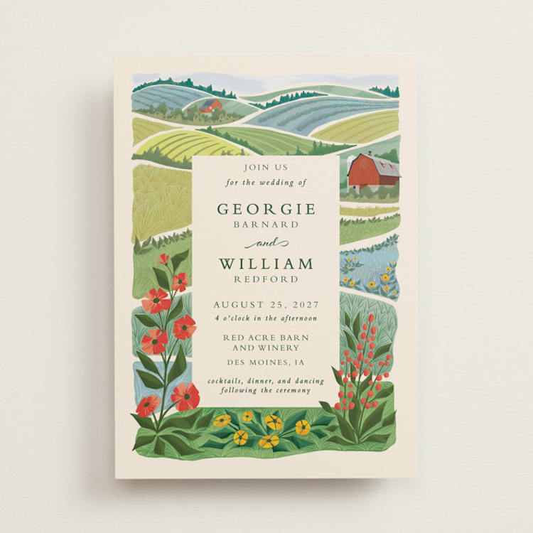 "Farm and Field" - Wedding Invitations in Barn by Paper Sun Studio - Front