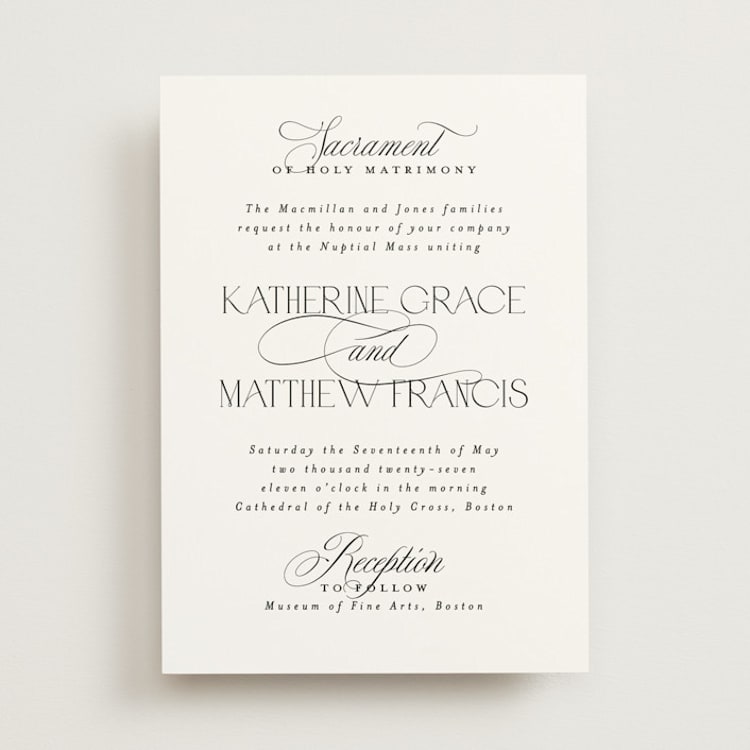 "Sacrament" - Wedding Invitations in Cloud by Heather Cairl - Front
