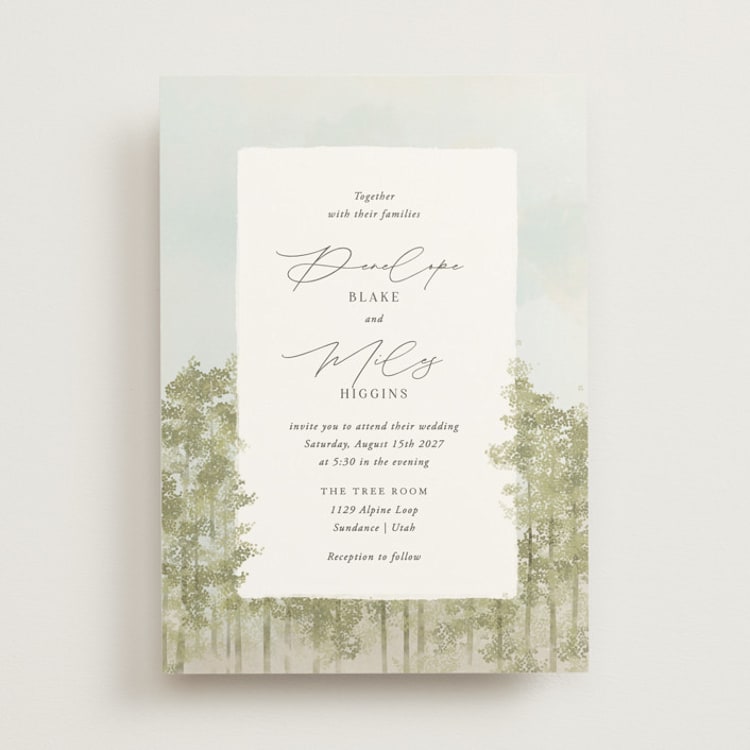 "Aspen" - Wedding Invitations in Lake by Robert and Stella - Front