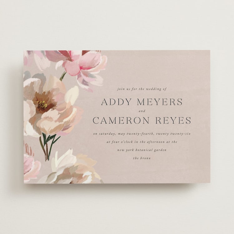 "Chalk Floral" - Wedding Invitations in Dove by Olivia Kanaley Inman - Front