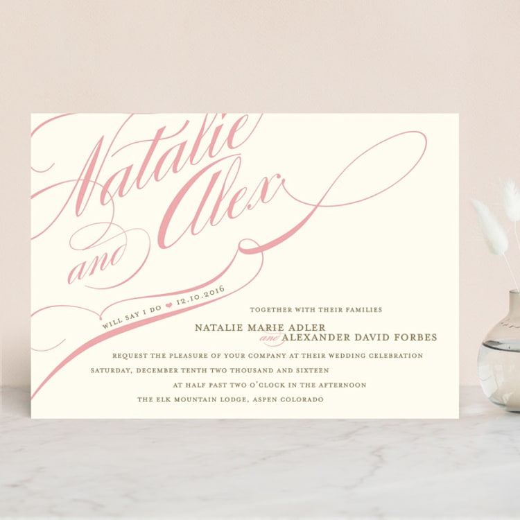"Winter Flourish" - Wedding Invitations in Petal Pink by Annie Clark - Front