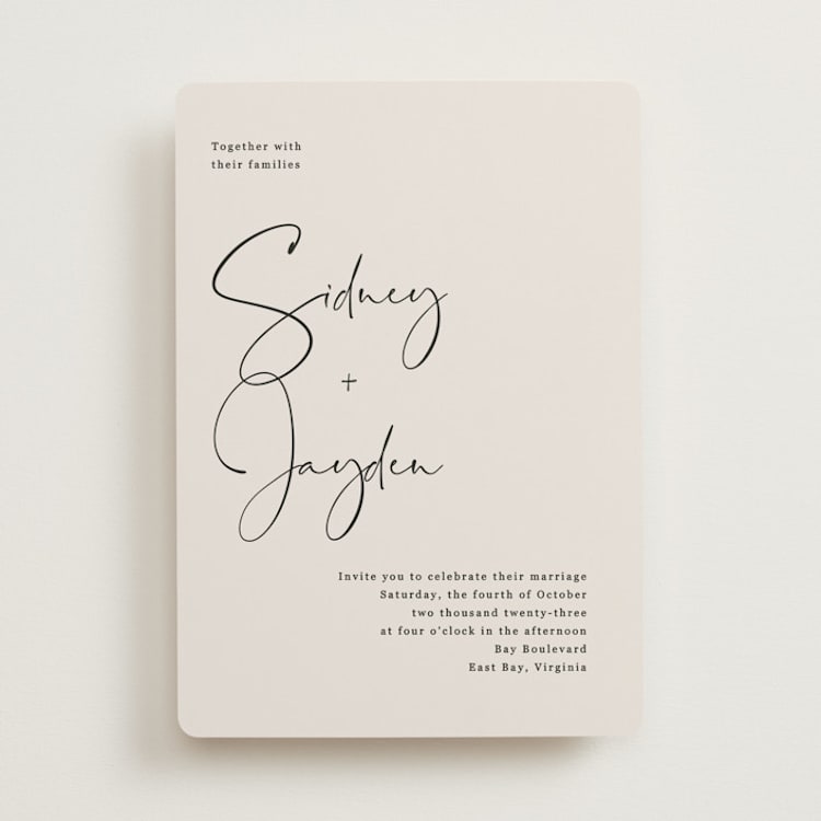 "stylist script" - Wedding Invitations in Ivory by Cass Loh - Front