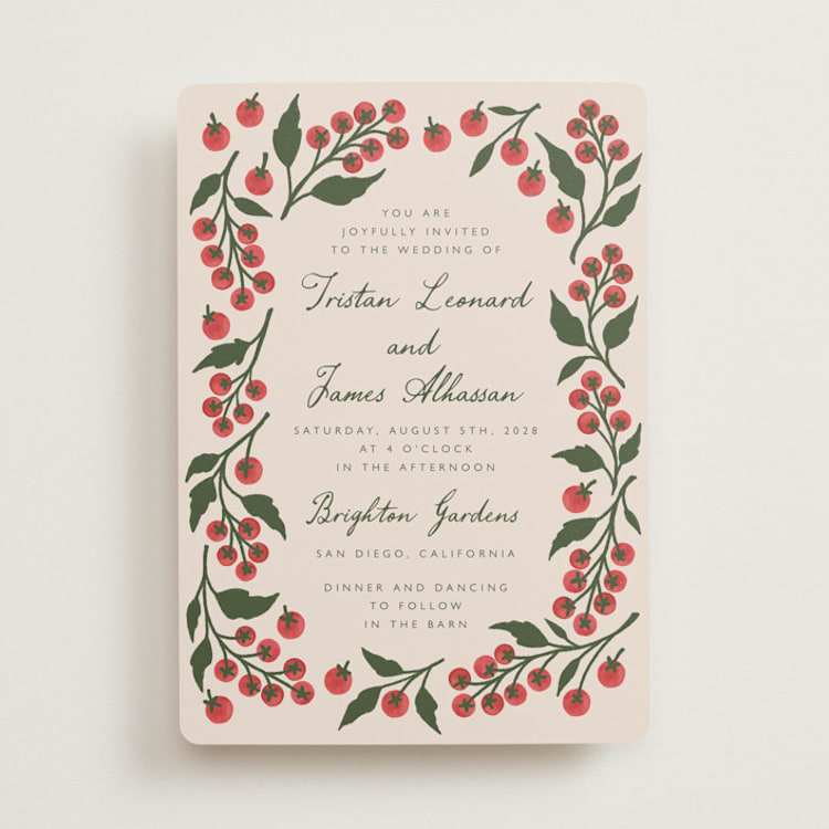 "Cherry Tomatoes" - Wedding Invitations in Tomato by Katharine Watson - Front