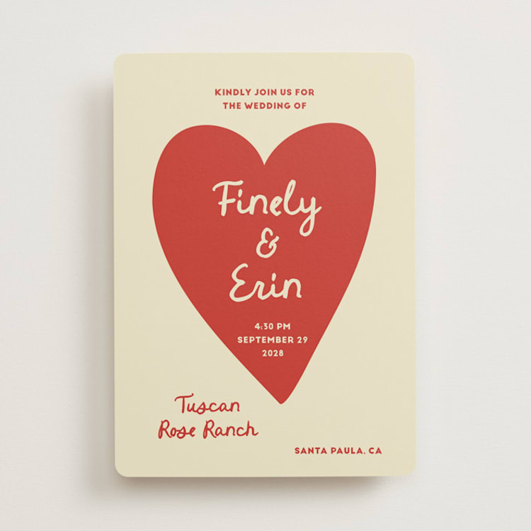 "Big Heart Wedding" - Wedding Invitations in Cherry by Ani Somi - Front