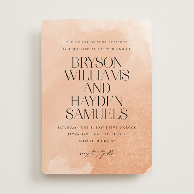 "Swept" - Wedding Invitations in Blush by Snow and Ivy - Front
