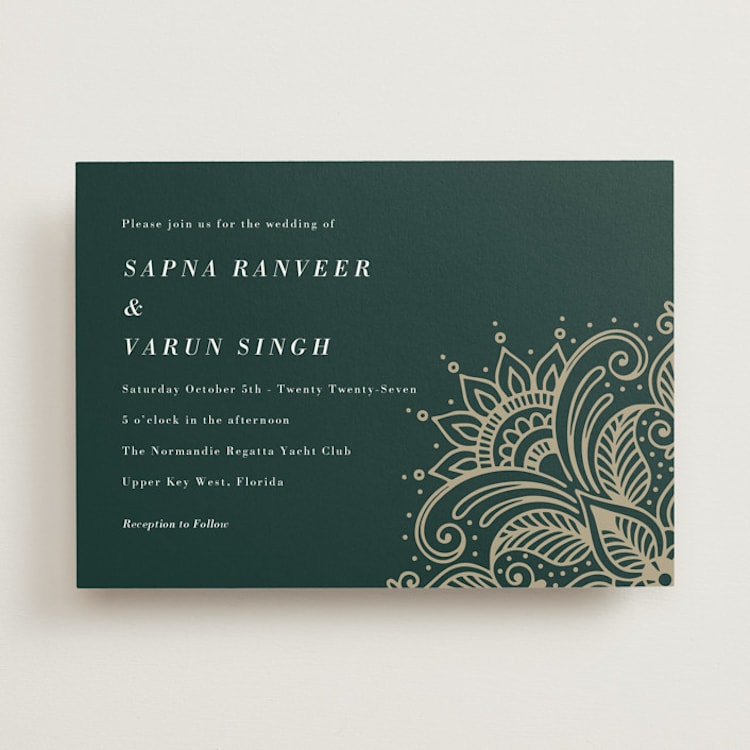 "Engraved Paisley" - Wedding Invitations in Cardamom by Oma N. Ramkhelawan - Front