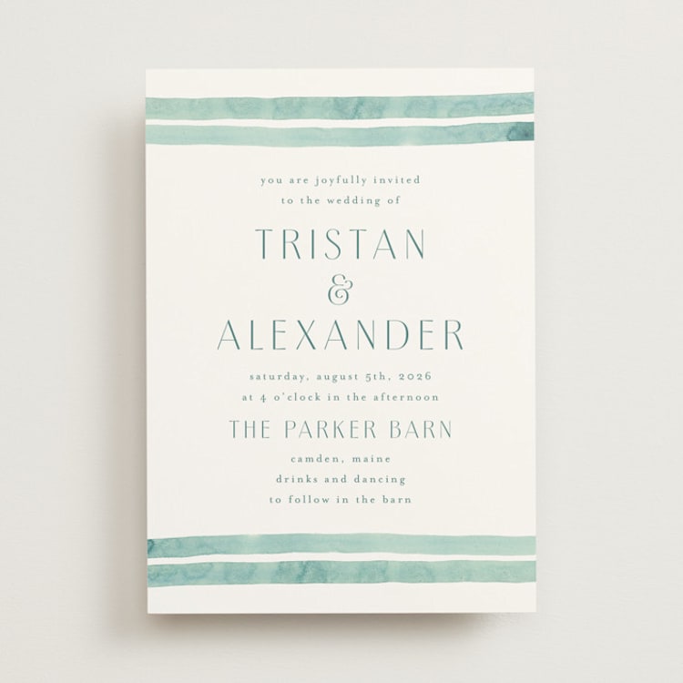 "Tidal Stripe" - Wedding Invitations in Sky by Katharine Watson - Front